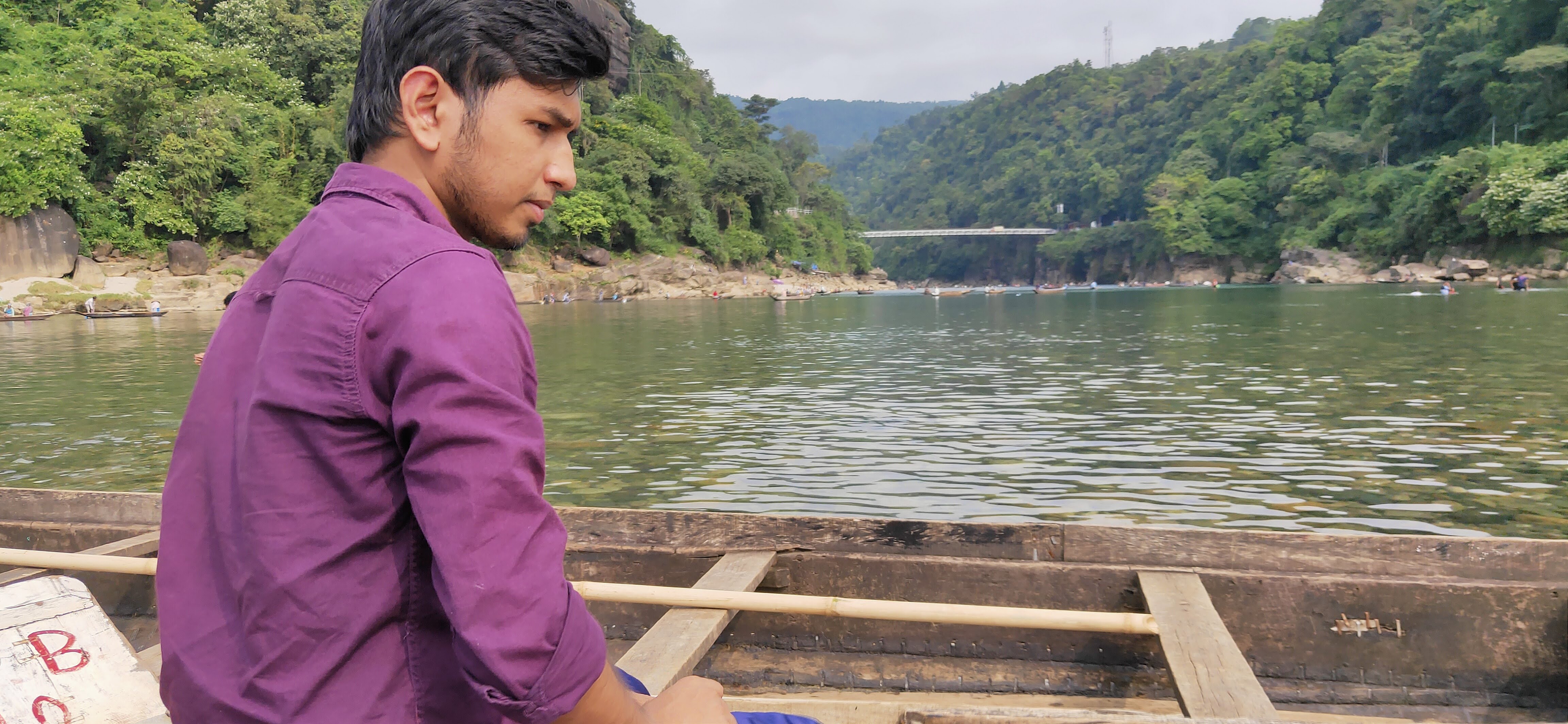 Jaflong riverside with boat